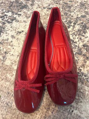 Red Patent Ballet Flats – Size 7, Bow Tie Ballet Shoes